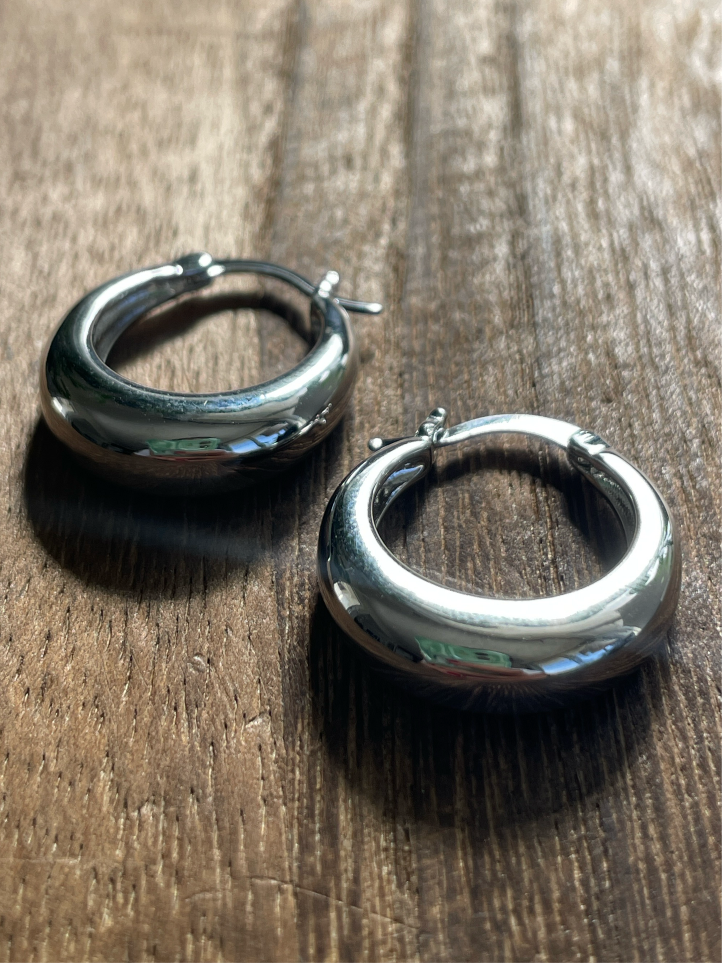 925 Stirling Silver Puffy Hoops