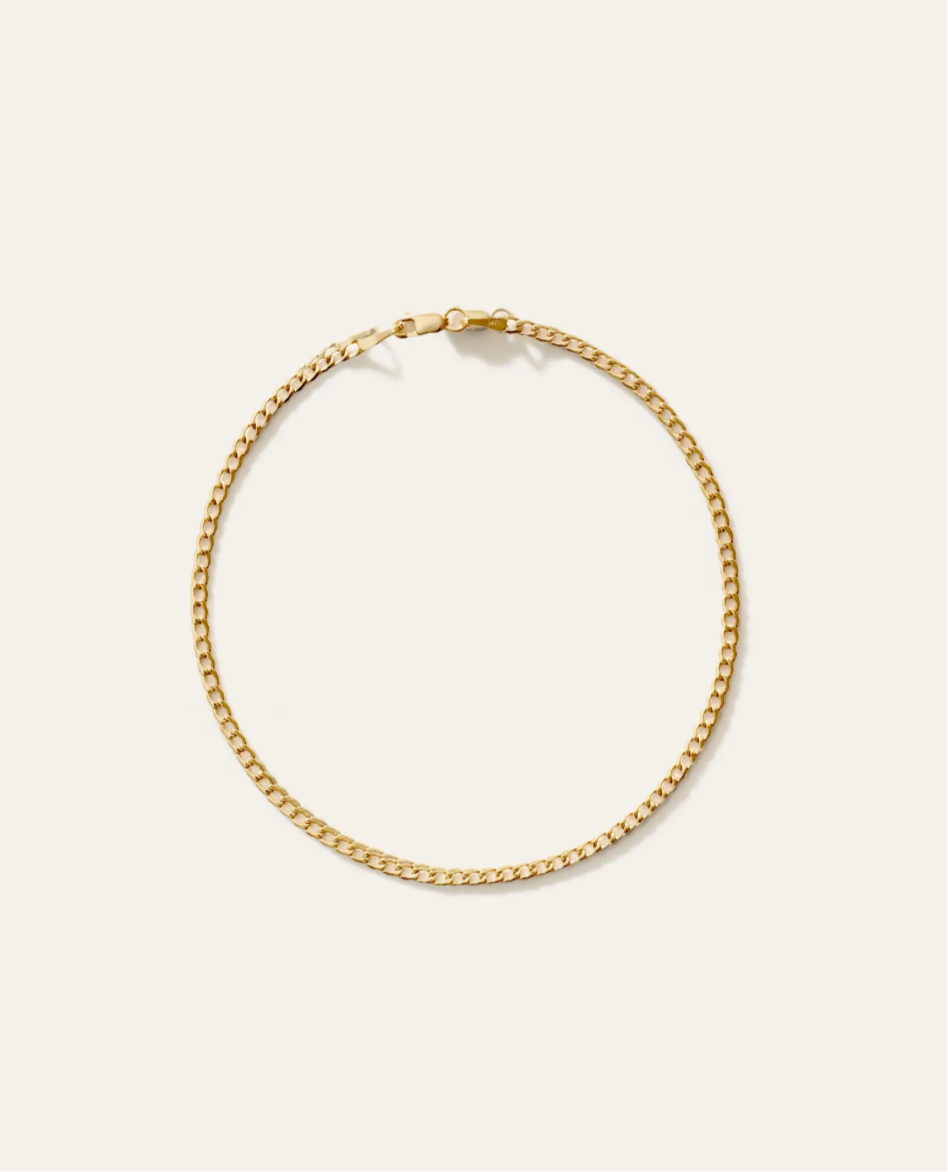 14k Gold Curb Chain Anklet