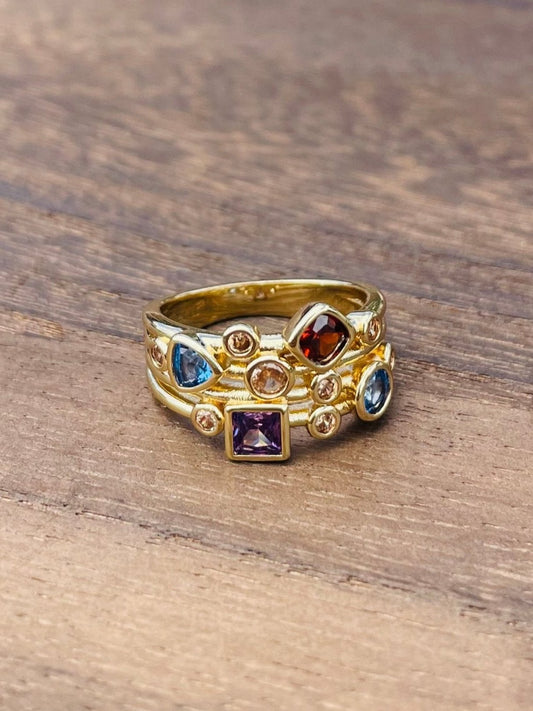 Gold Stacking Swarovski Birthstone Ring