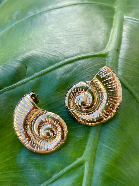 Gold Sea Ear Stud  Earrings