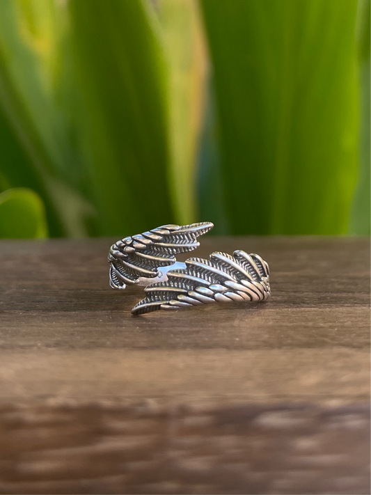 925 Stirling Silver Angel Wing Ring