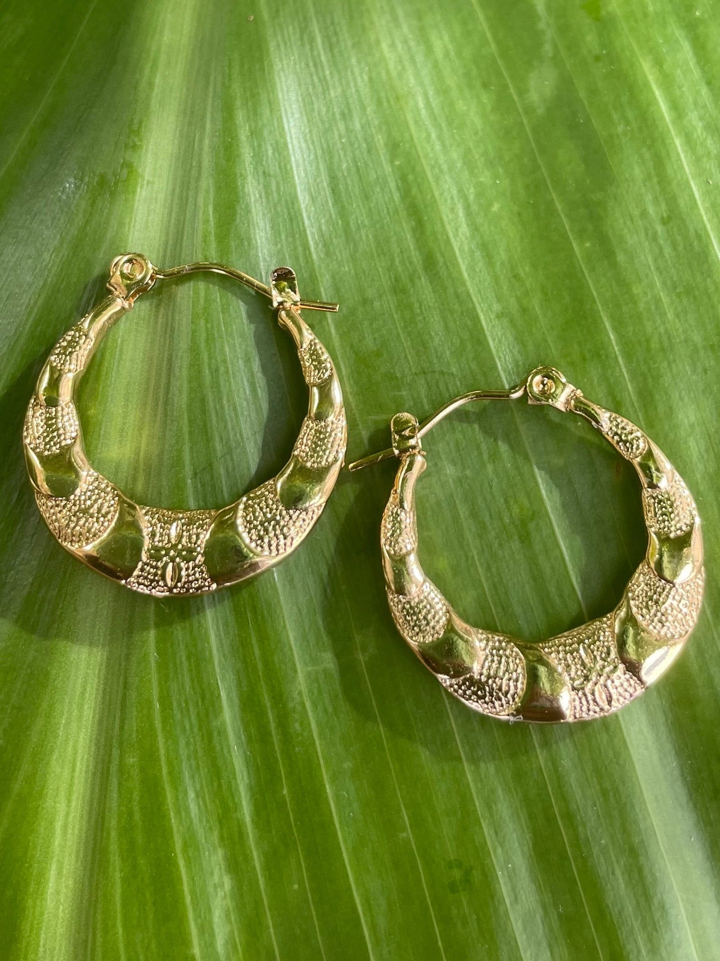 Gold Snake Skin Hoops