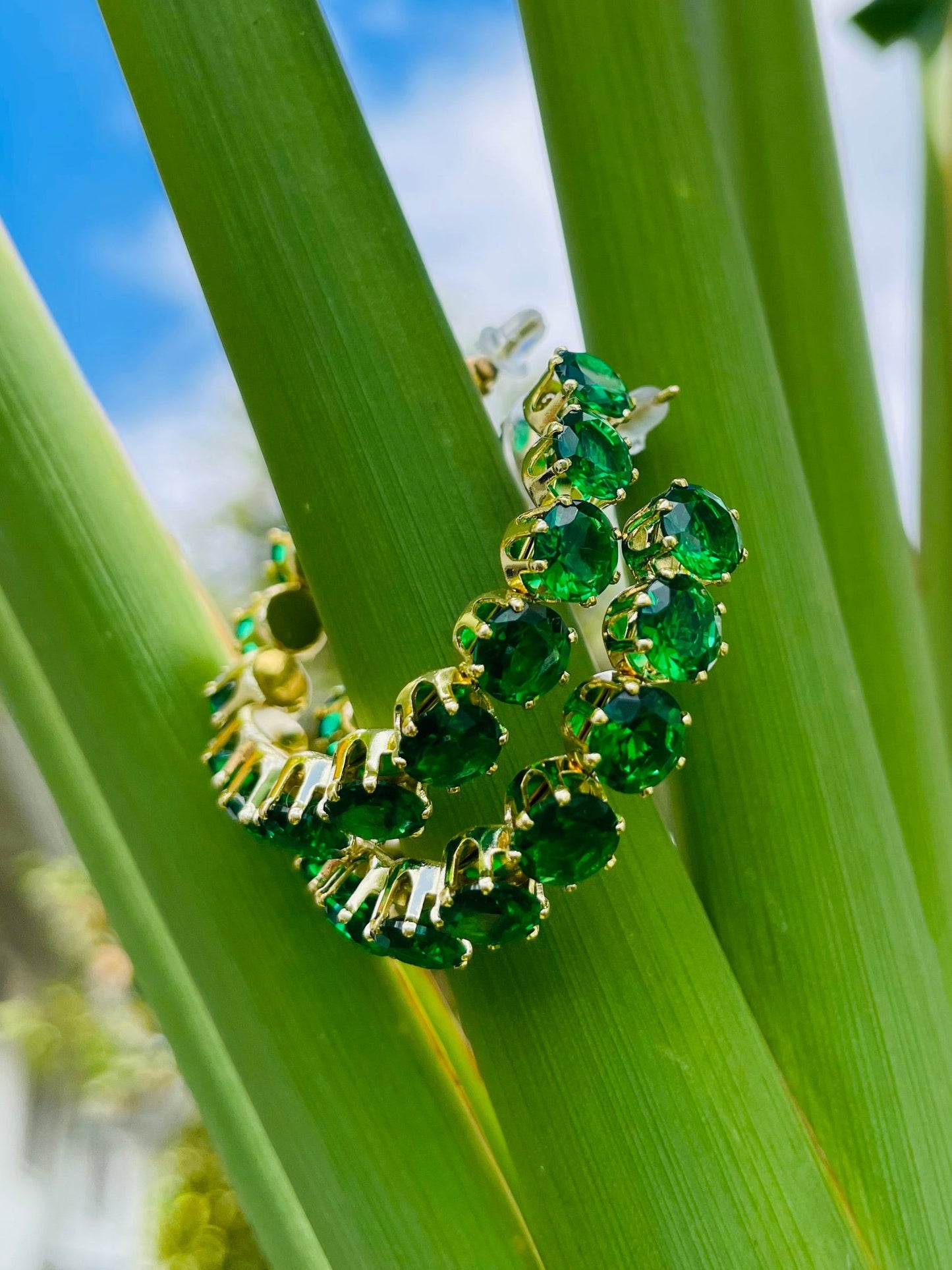 Emerald Hoop Earrings