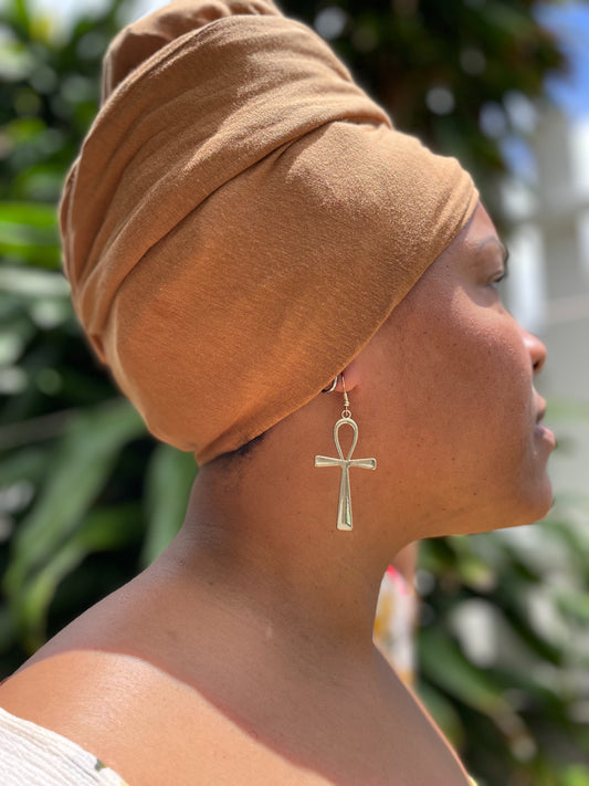 Gold African Ankh Earring