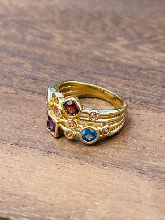 Gold Stacking Swarovski Birthstone Ring