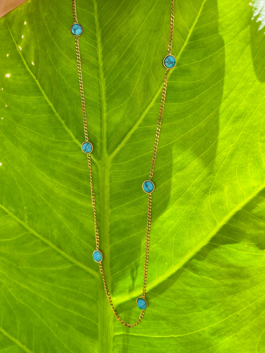 14K Gold Plated Shaker Turquoise Necklace