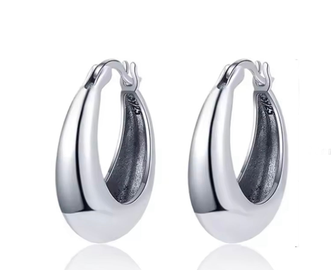 925 Stirling Silver Puffy Hoops