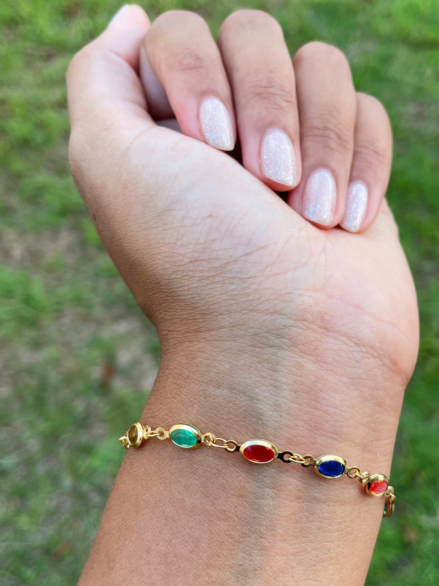 Golden Rainbow Birthstone Bracelet