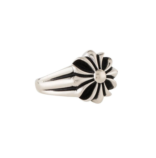 925 Stirling Silver Chrome Flower Ring