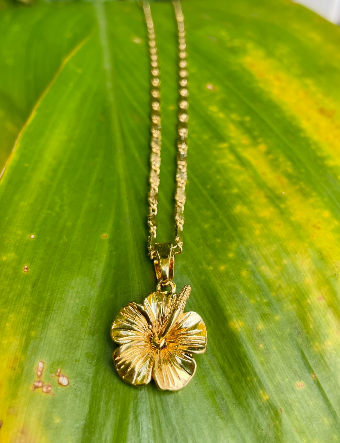 Gold Hibiscus Necklace