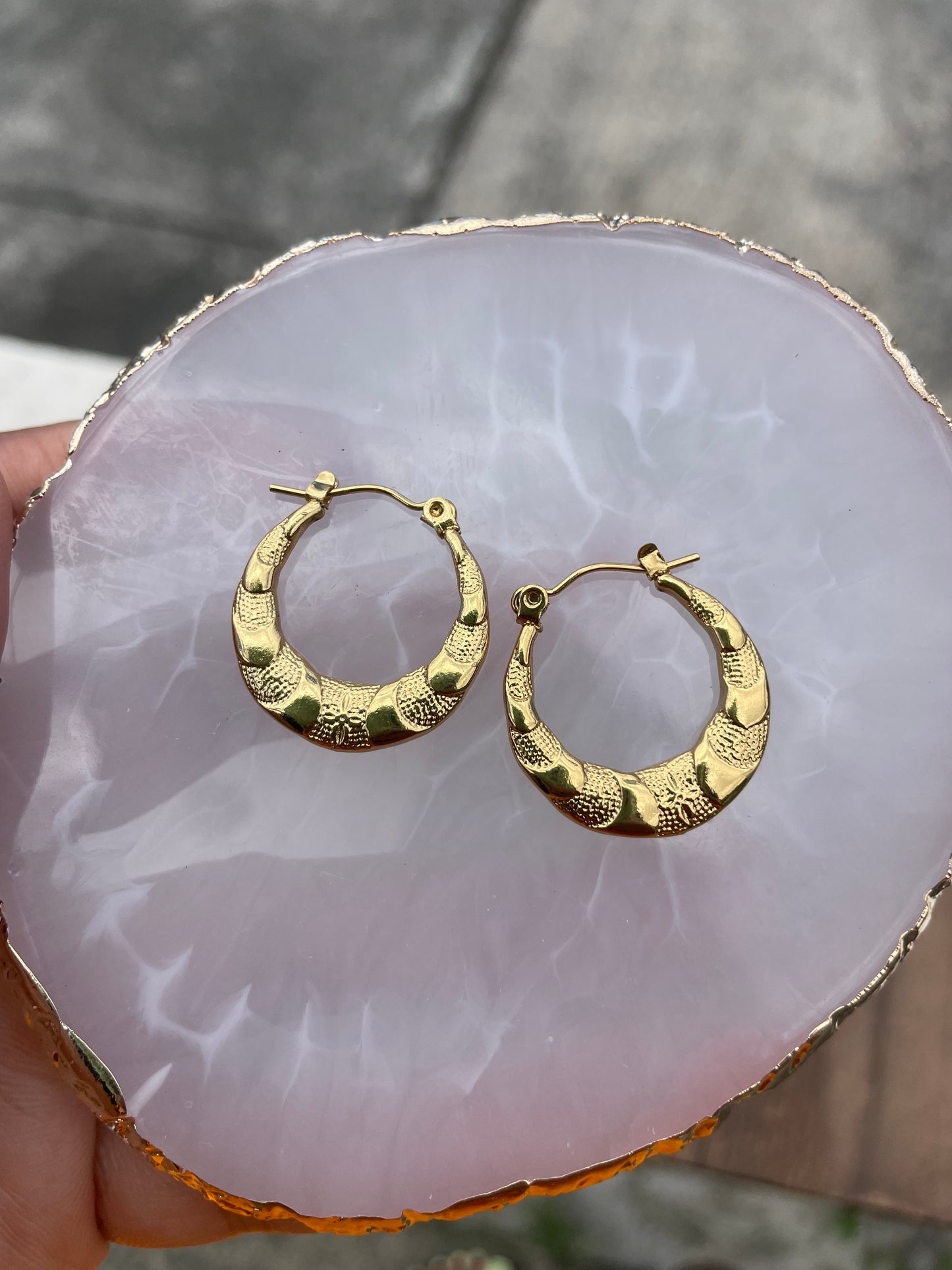 Gold Snake Skin Hoops