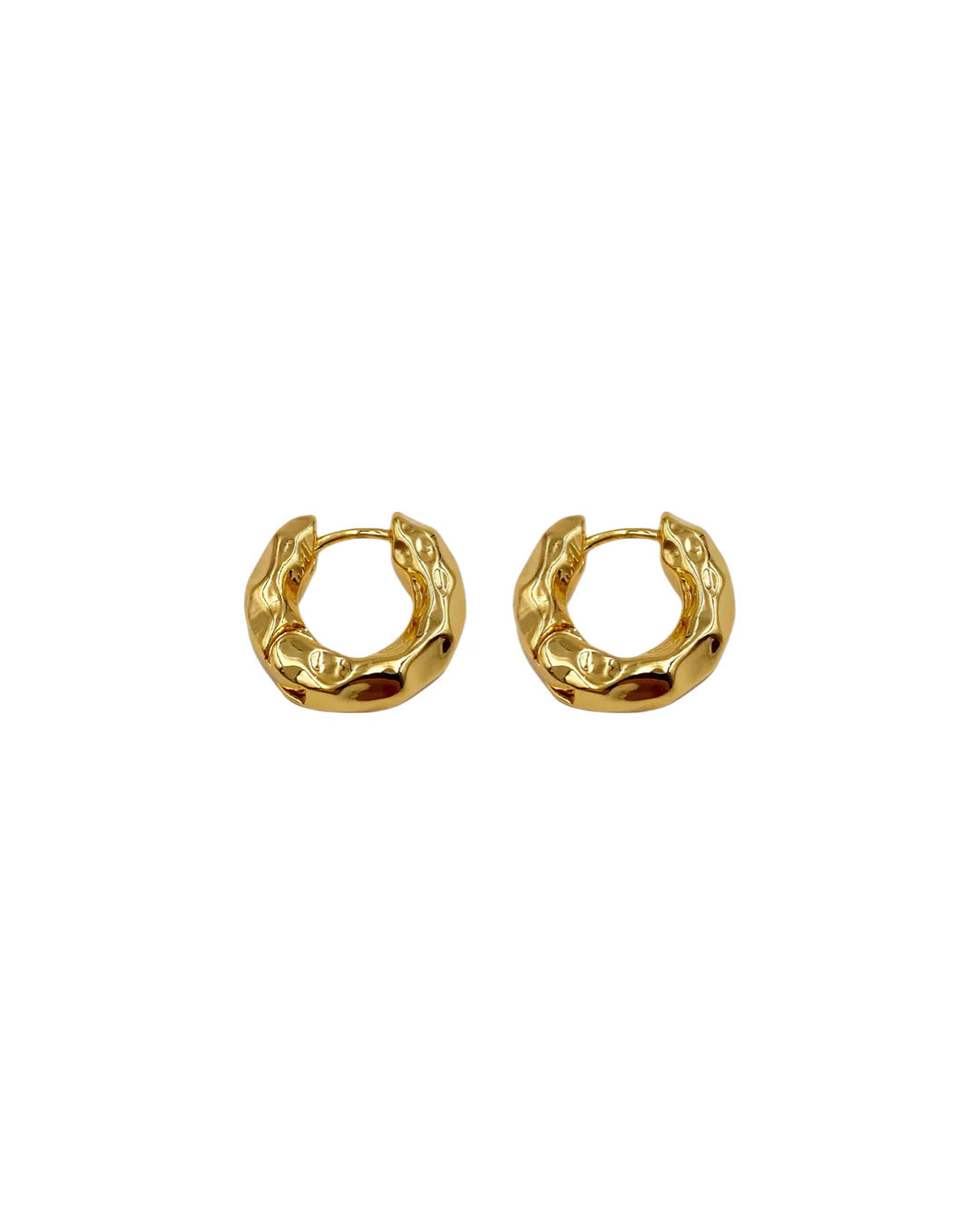 Gold Textured Huggie Hoops