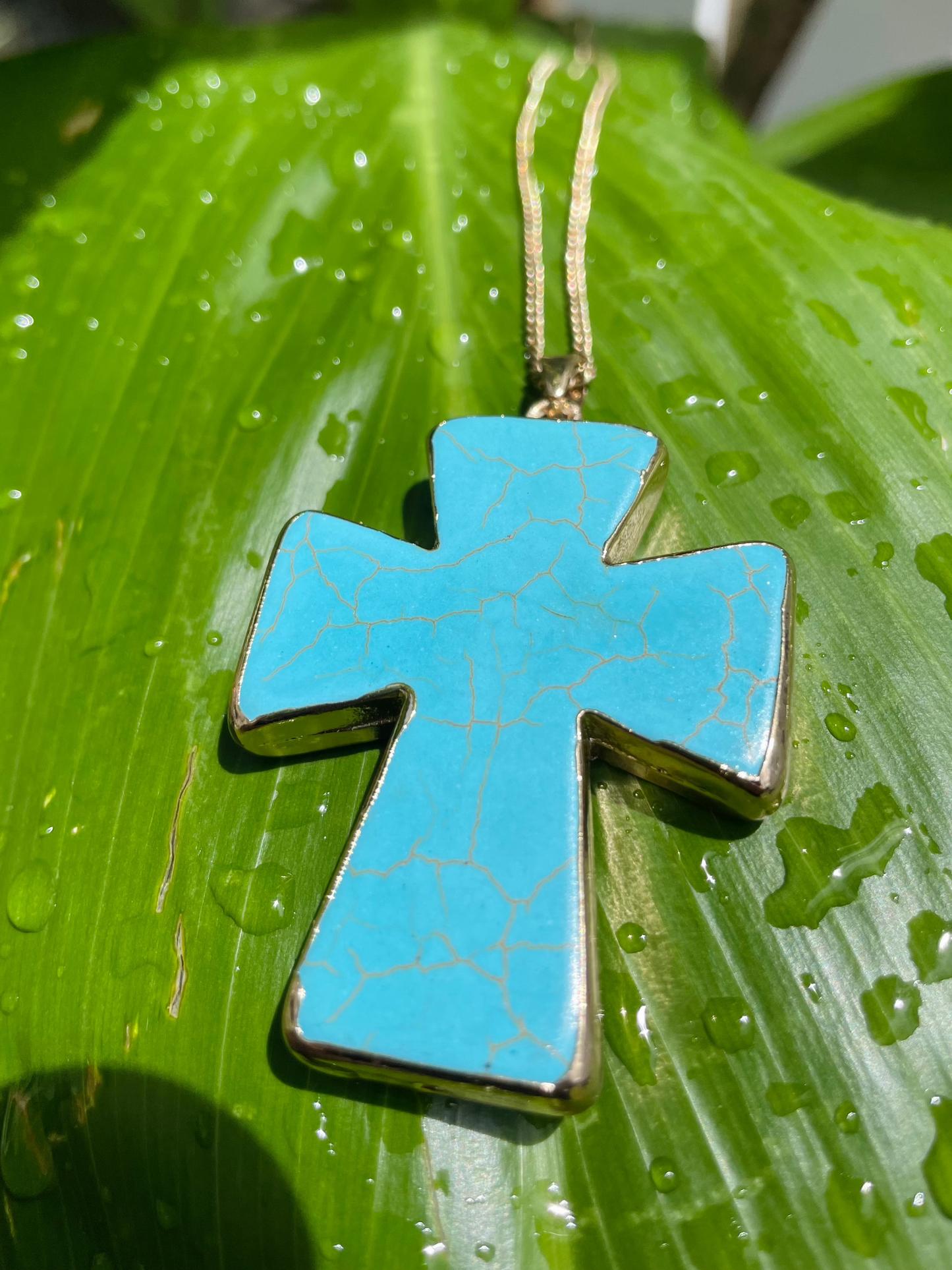 Turquoise Cross Pendant Necklace