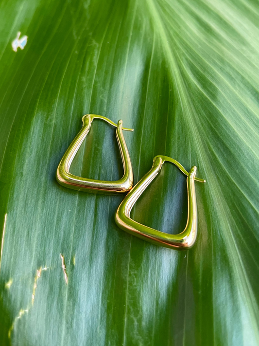 Gold Triangle Hoop Earrings