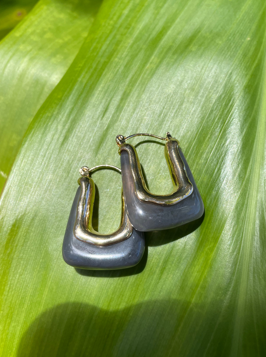 Gray Opaque Lucite Hoops