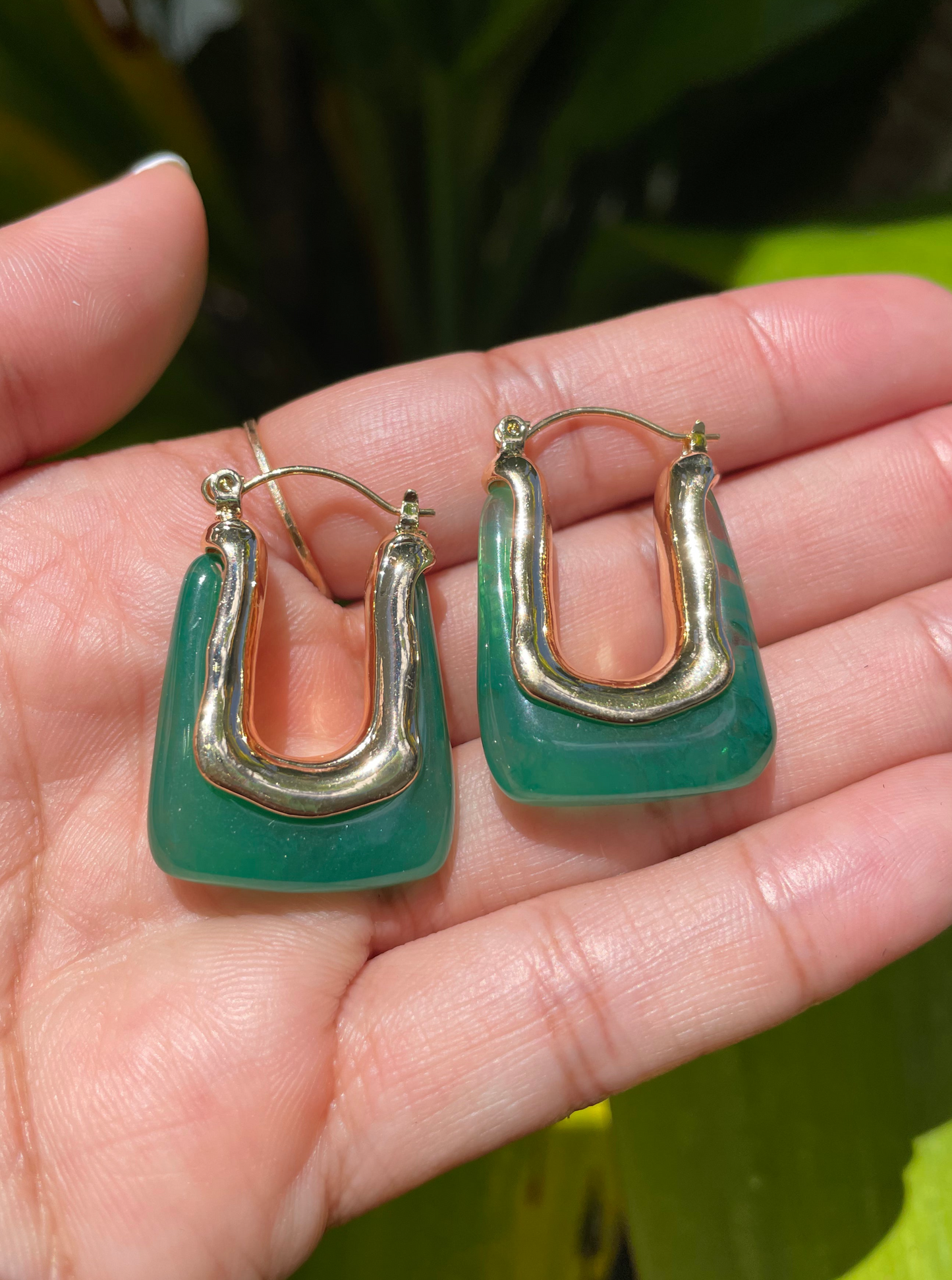 Jade Lucite Hoops