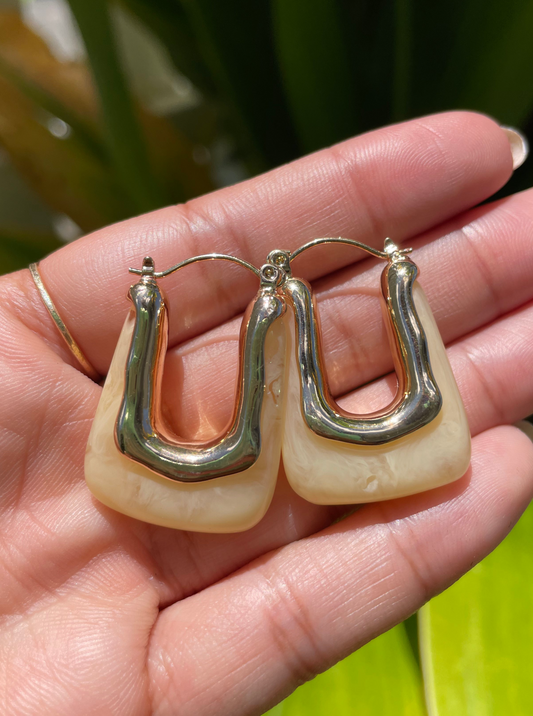 Cream Lucite Hoops