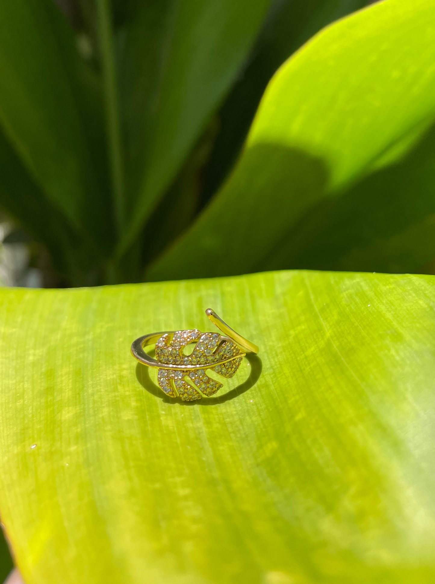 Tiny Monstera Leaf Ring