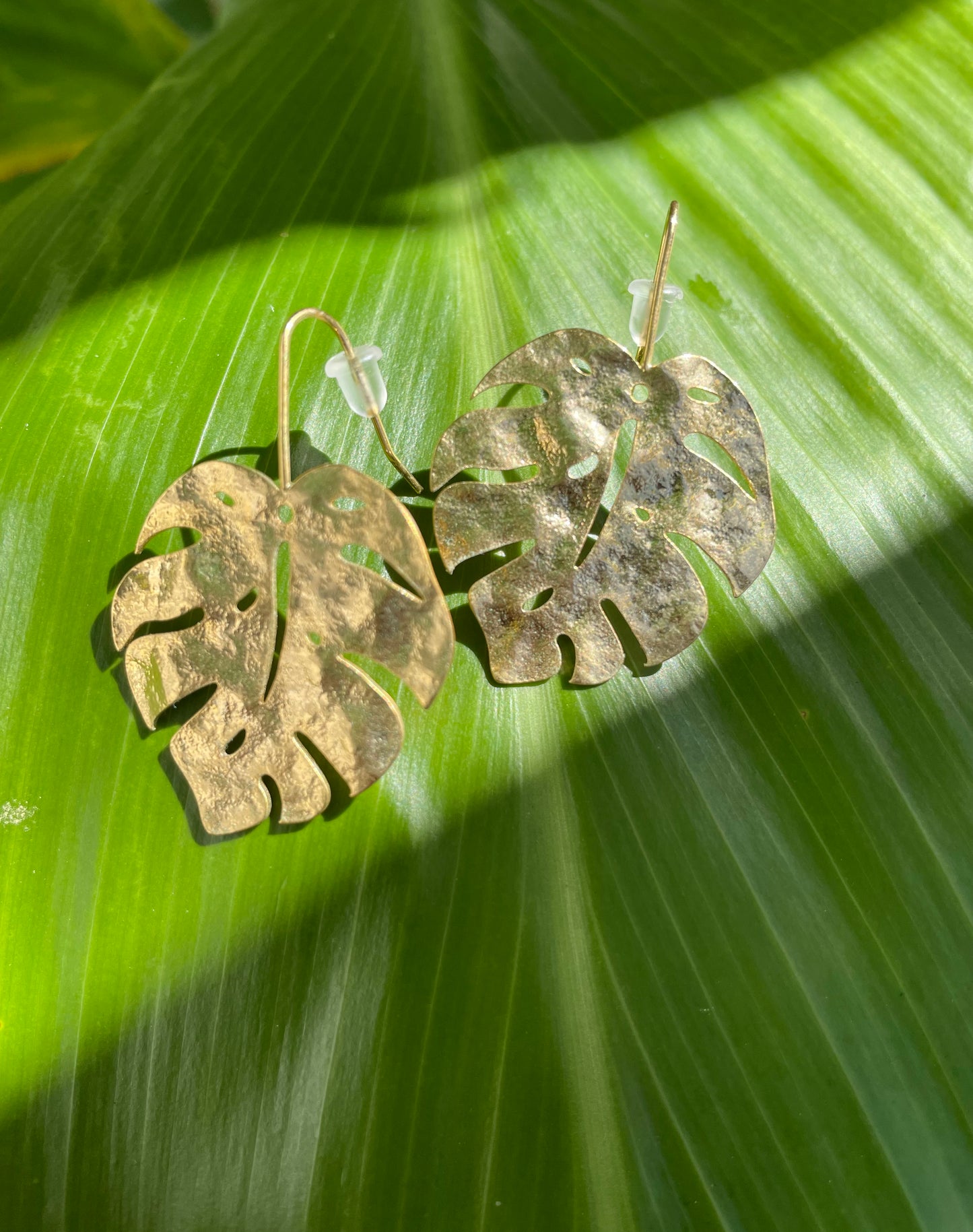 Gold Monstera Leaf Earrings