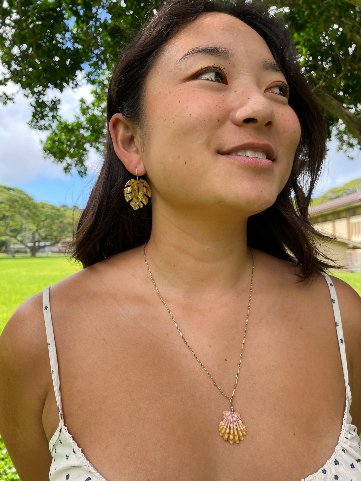 Gold Monstera Leaf Earrings