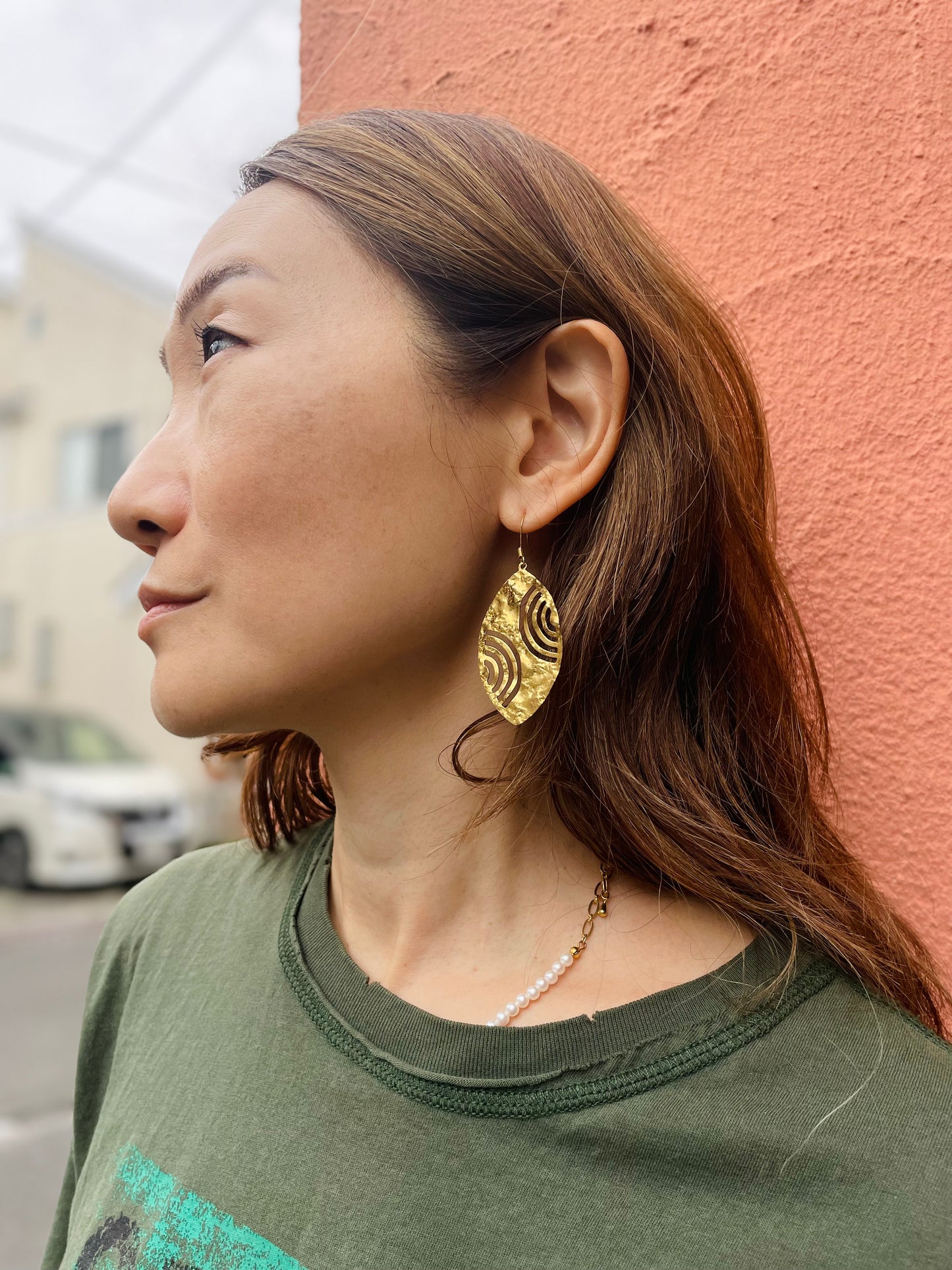 Gold Leaf Drop Earrings