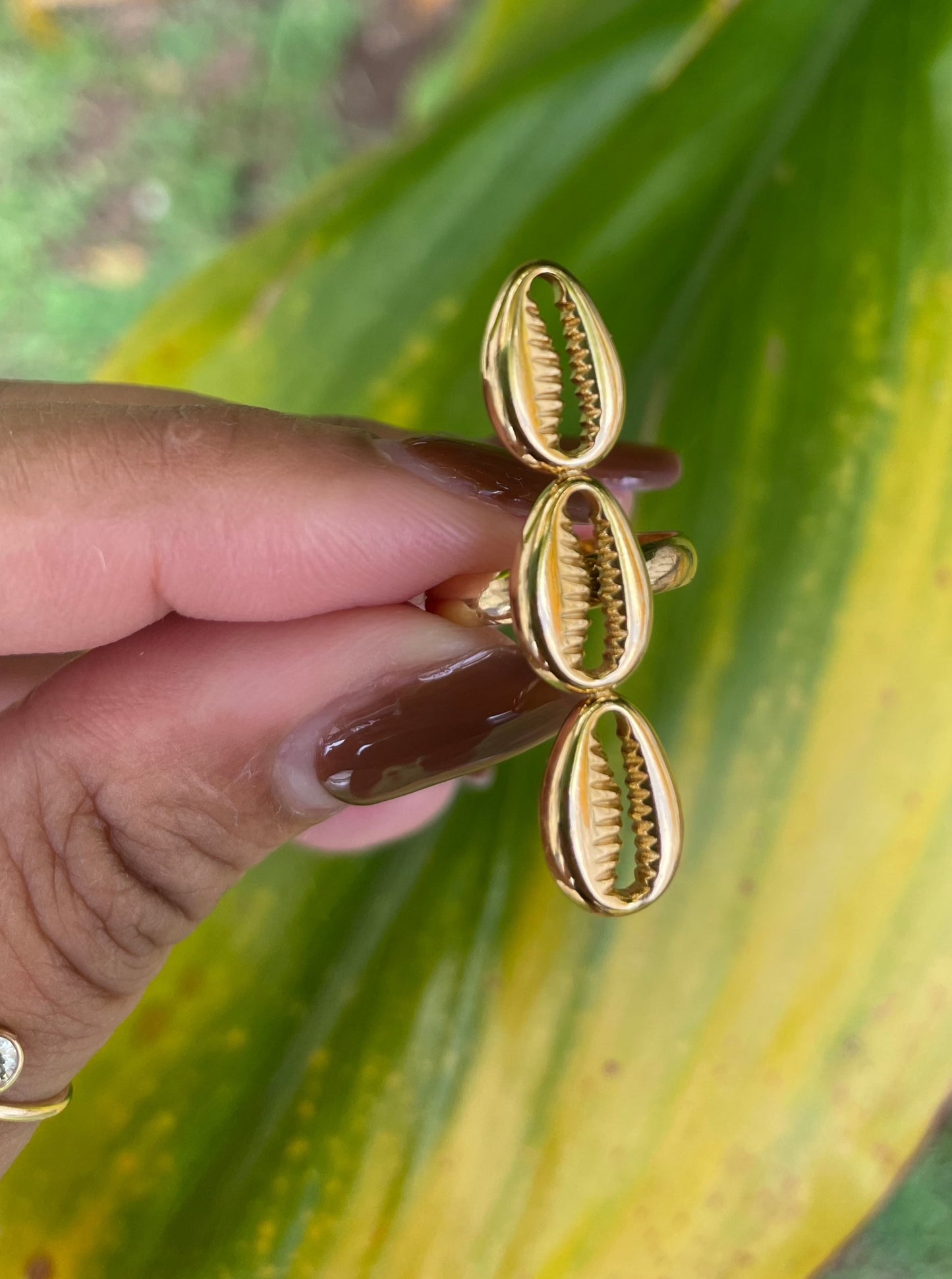 Gold Adjustable Triple Shell Ring