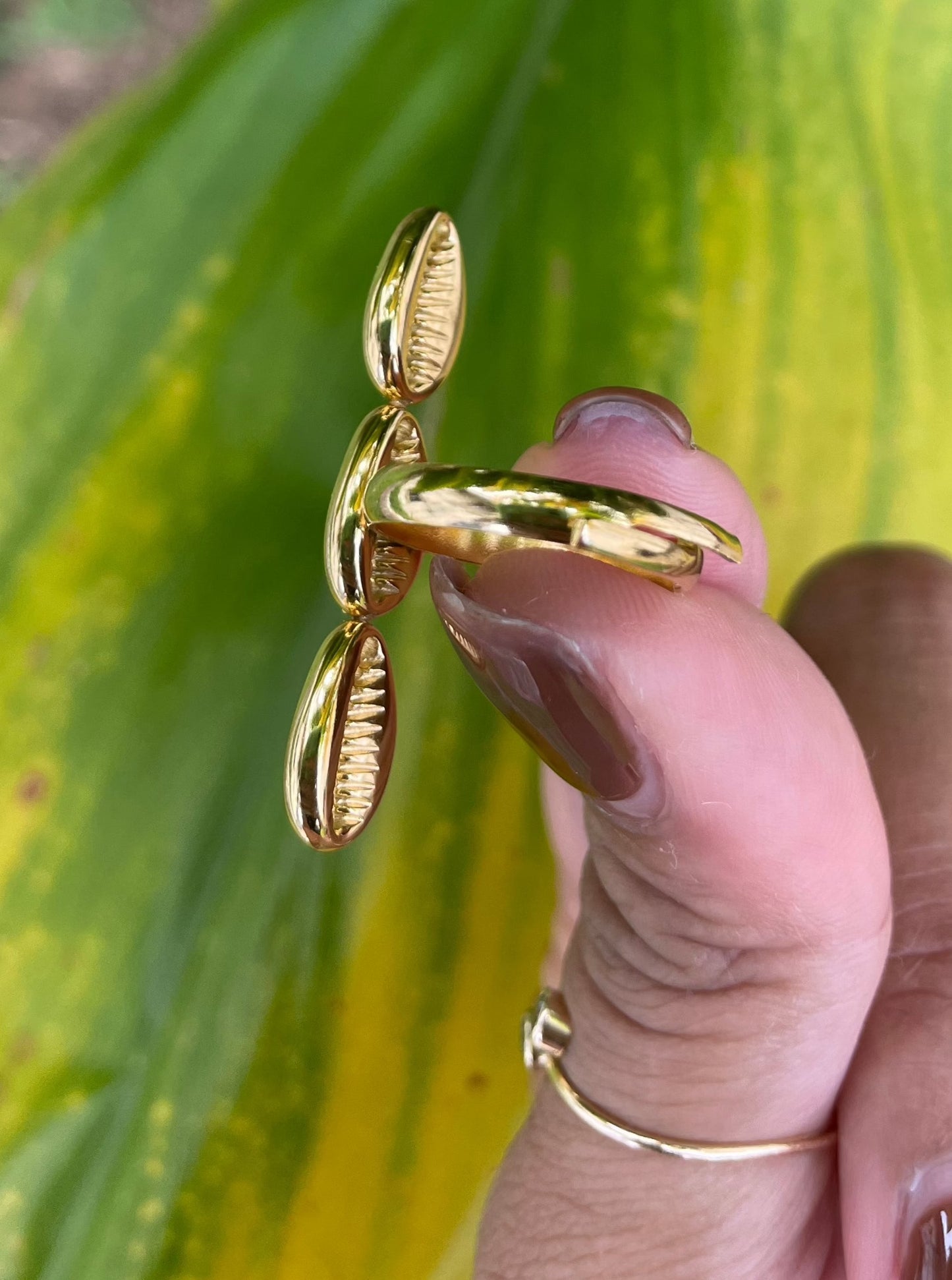 Gold Adjustable Triple Shell Ring