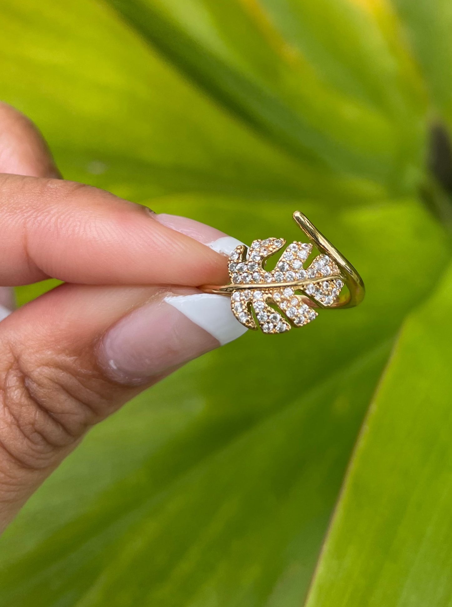 Tiny Monstera Leaf Ring