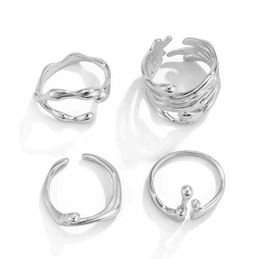 Silver Lava Flow Rings