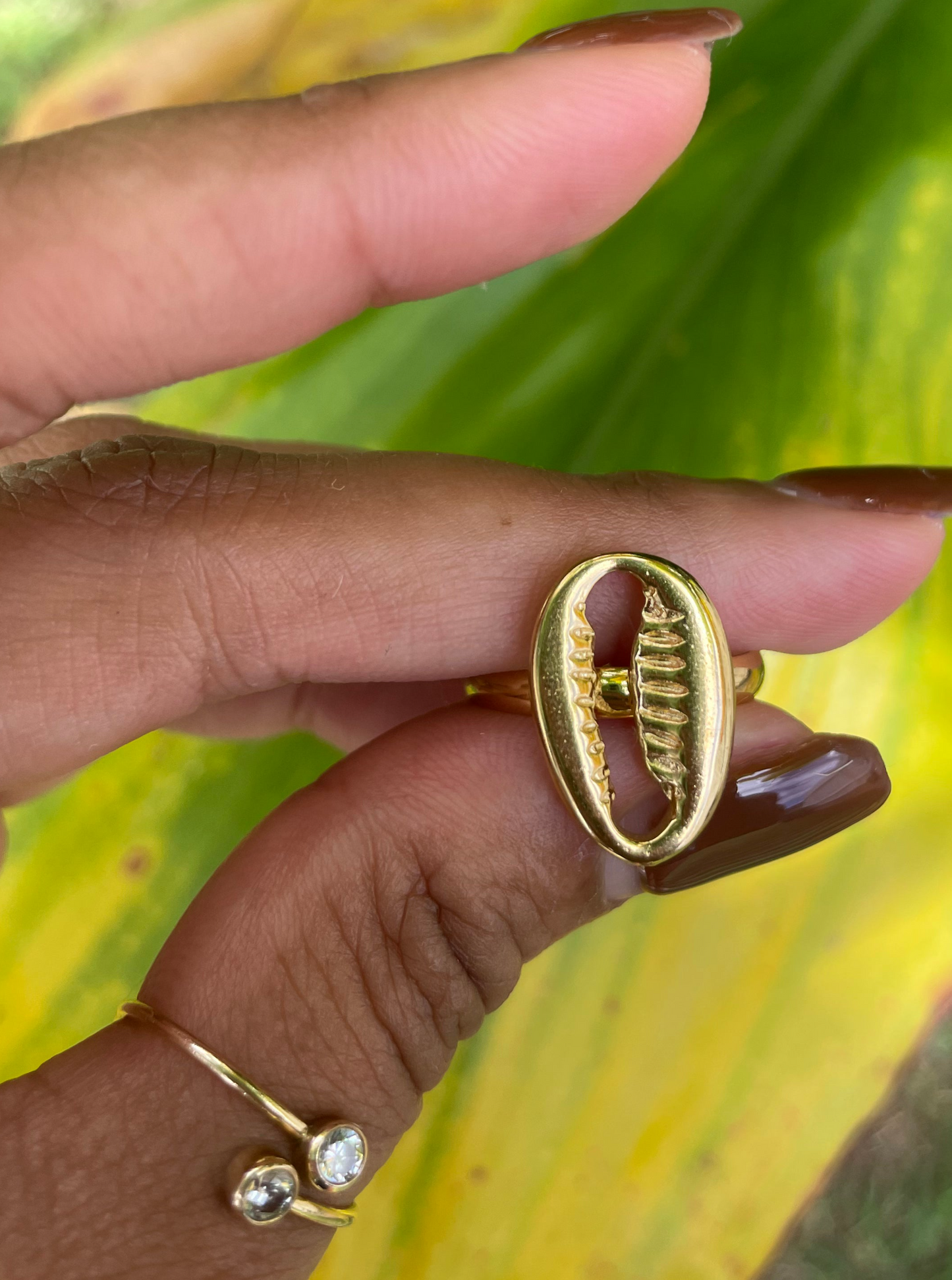 Gold Adjustable Shell Ring