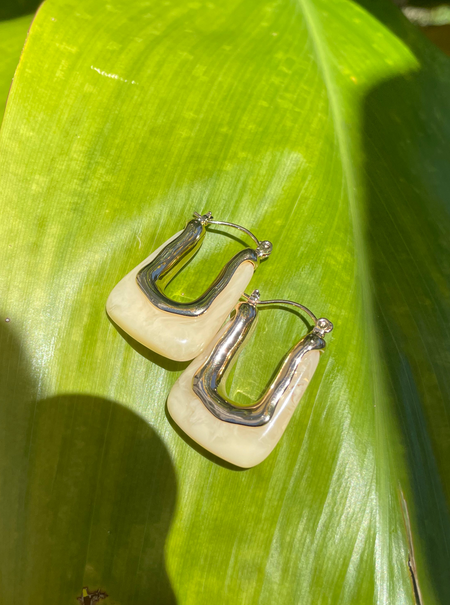 Cream Lucite Hoops